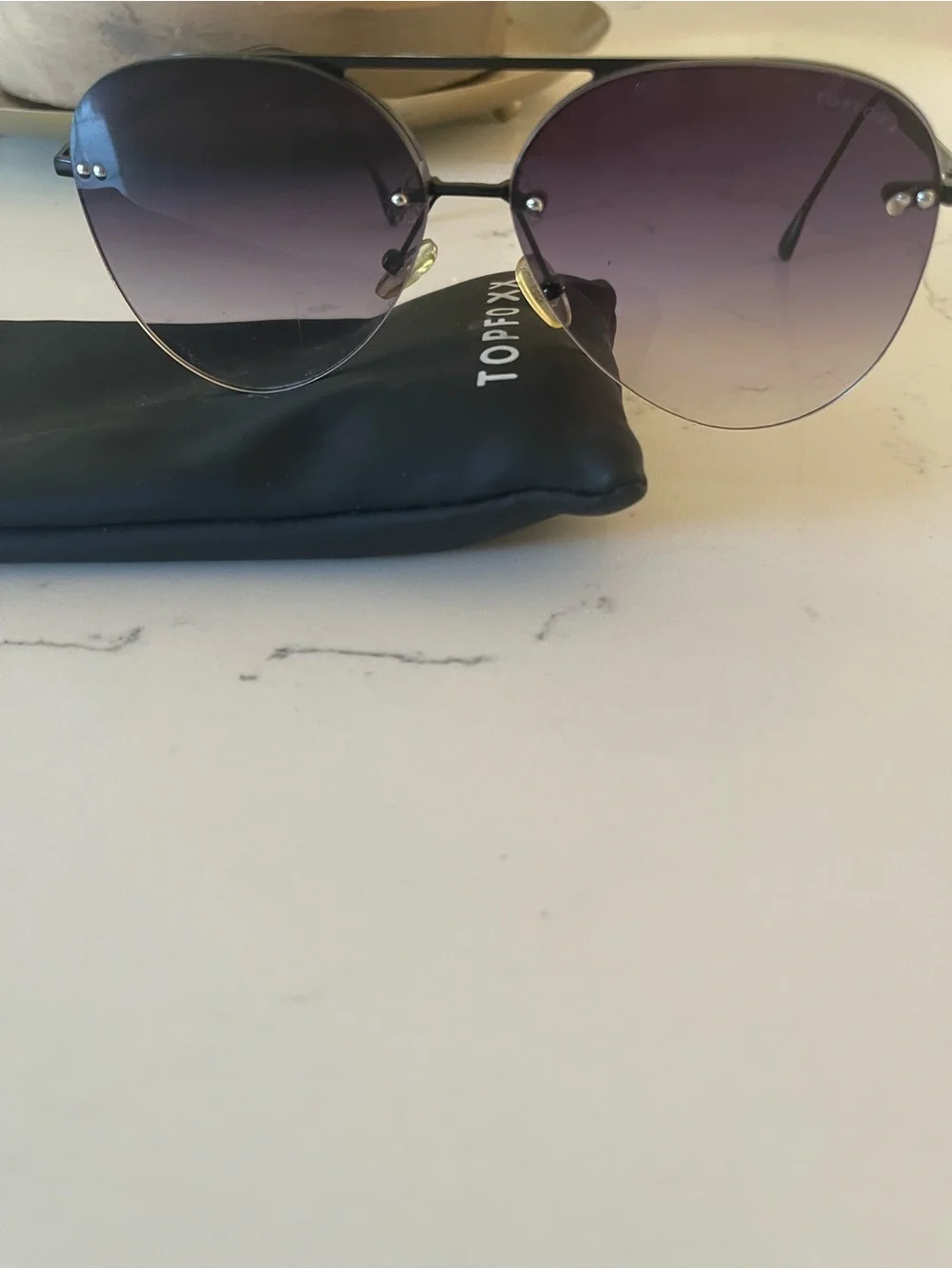 Topfoxx Black Frame Purple Gradient Lens Women's Aviator Sunglasses